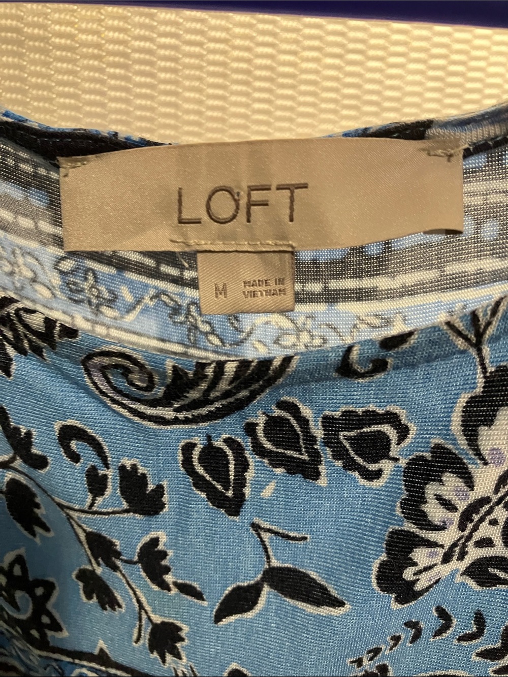 LOFT Navy and Light Blue Floral Midi Dress - Picture 2 of 9